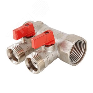 Коллектор 1'х3 выхода Евроконус 3/4 с отсекающими кранами - VALTEC