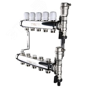 Коллекторная группа 1'x3 выхода евроконус 3/4' из нержавеющей стали - VALTEC