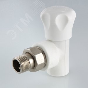 Кран шаровой 25x3/4' угловой для радиатора полипропиленовый PPR белый 3