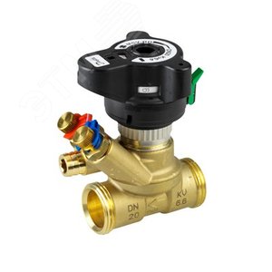 Клапан ручной/балансировочный MVT Ду20 Ру20 Rp3/4 НР Kvs=6.0м3/ч с измерительными ниппелями, латунь (003Z4183) - Danfoss