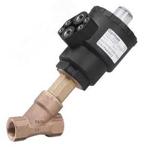Клапан пневматический с угловым поршнем AV210B Ду 15 бронза G 1/2 PTFE NO для сред с температурой до 180 С, без катушки - Danfoss