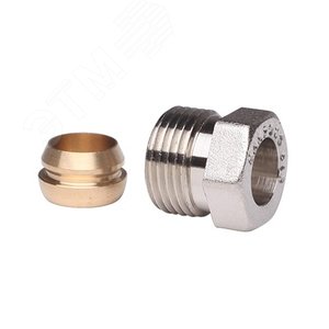 Соединитель латунь для медных труб обжим Дн 10x3/8 НР - Danfoss