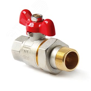 Кран шаровой полнопроходной со сгоном, ручка-бабочка (белая), НВ 1/2 - PRO AQUA