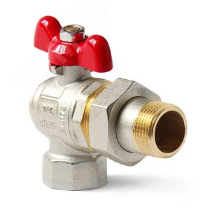 Кран шаровой полнопроходной угловой со сгоном, ру чка-бабочка, НВ 1 - PRO AQUA