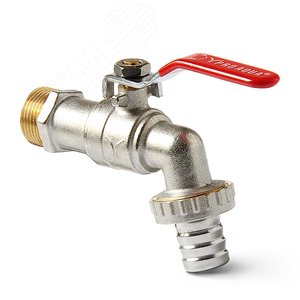 Кран угловой с патрубком для шланга, ручка-рычаг, Н 3/4 - PRO AQUA
