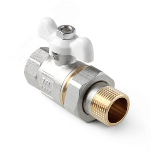 Кран шаровой полнопроходной со сгоном, ручка-бабо ка (белая), НВ 3/4 - PRO AQUA