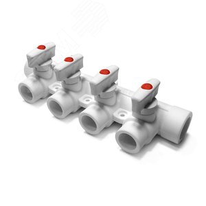 Коллектор 25x20 с 4 выходами, полипропиленовый PPR белый - PRO AQUA