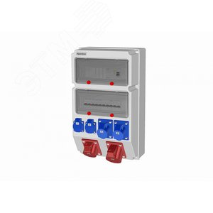 Устройство распределительное 00 4хSHUKO16А250В 2хСЕЕ16А3п 1хСЕЕ16А5п 1хСЕЕ32А5п с защитой, вход УЗО, 297x504x177, настенное, пластик, IP44 - AlpenBox