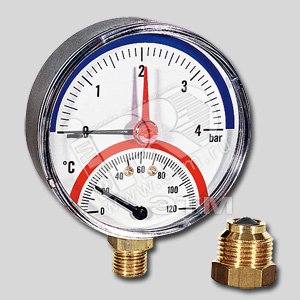 Термоманометр F+R828 1/2 х 80 мм 0-10 бар 0-120 град. - WATTS Industries