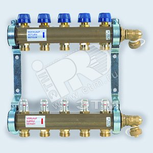 Коллекторная группа HKV/T для теплого пола ЛАТУНЬ с расходомером с концевой группой 1 3 вых. - WATTS Industries
