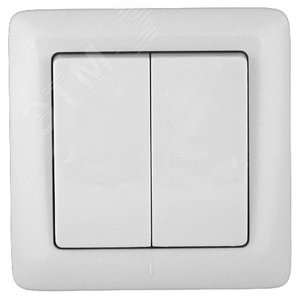 ПРИМА Выключатель двухклавишный скрытый 10А белый (VS5U-218-B) 2