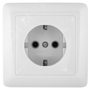 ПРИМА Розетка скрытая с заземлением 250В 16А со шторками белая (RS16-004-BI) 2