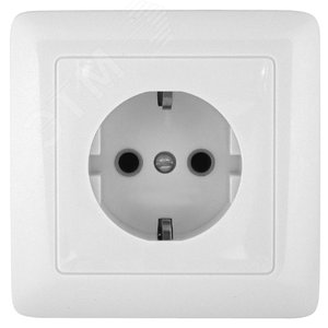ПРИМА Розетка скрытая с заземлением 250В 16А со шторками белая (RS16-004-BI)