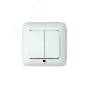 ПРИМА Выключатель двухклавишный скрытый с индикацией 250В 6А белый (S56-039-B) 4