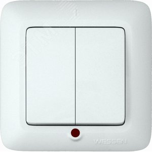 ПРИМА Выключатель двухклавишный скрытый с индикацией 250В 6А белый (S56-039-B) 2