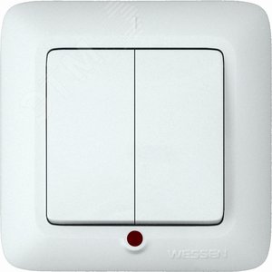 ПРИМА Выключатель двухклавишный скрытый с индикацией 250В 6А белый (S56-039-B)