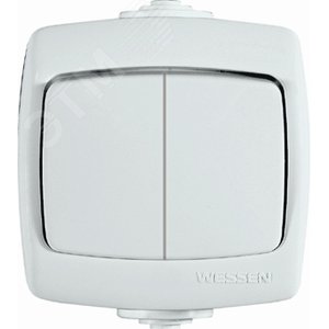 РОНДО Выключатель двухклавишный наружный 250В 6А белый IP44 (VA56-225B-BI) 2