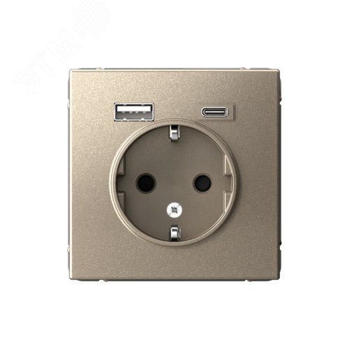 ARTGALLERY розетка 16А с 2 USB A+C, 5В/2,4А/3,0А, 2х5В/1,5А, механизм, шампань - SE (Потенциал)