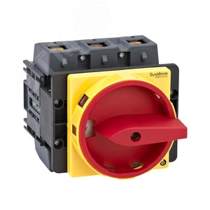 Выключатель-разъединитель 3P 125A IP20 С КРАСНОЙ РУКОЯТКОЙ НА ДВЕРЦУ 4 ВИНТАМИ С ЗАМКОМ - SE (Systeme)