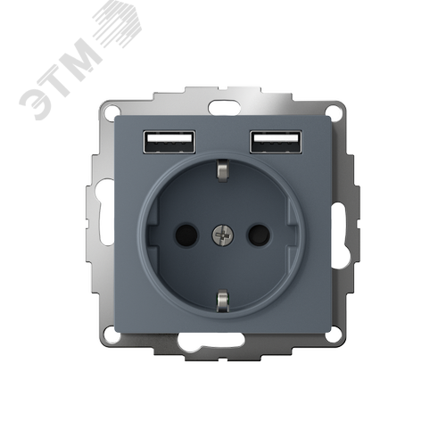 РОЗЕТКА ATLASDESIGN 16А c 2 USB A+A, 5В/2,4А, 2х5В/1,2А, механизм, ГРИФИЛЬ - фото 2