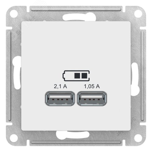 ATLASDESIGN USB РОЗЕТКА A+A, 5В/2,1 А, 2х5В/1,05 А, механизм, ЛОТОС - фото 3