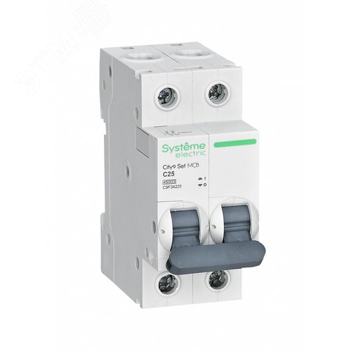 Выключатель автоматический двухполюсный 25А С 4.5kA 230В City9 Set - SE (Systeme)