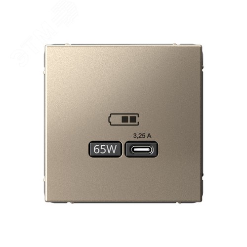 ARTGALLERY USB розетка тип-С 65Вт высокоскор.заряд. QC, PD, механизм, шампань - SE Потенциал