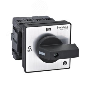 ВЫКЛЮЧАТЕЛЬ-РАЗЪЕДИНИТЕЛЬ 4P 25A IP20 С ЧЁРНОЙ РУКОЯТКОЙ НА ДВЕРЦУ 4 ВИНТАМИ - SE (Systeme)