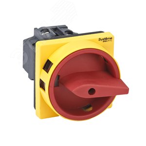 ВЫКЛЮЧАТЕЛЬ-РАЗЪЕДИНИТЕЛЬ 3P 20A С КРАСНОЙ РУКОЯТКОЙ НА ДВЕРЦУ 4 ВИНТАМИ - SE (Systeme)