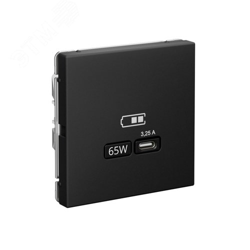 ARTGALLERY USB розетка тип-С 65Вт высокоскор.заряд. QC, PD, механизм, карбон - фото 2