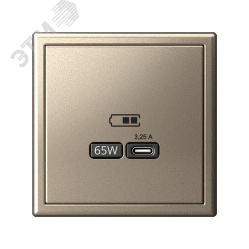 ARTGALLERY USB розетка тип-С 65Вт высокоскор.заряд. QC, PD, механизм, шампань - фото 3