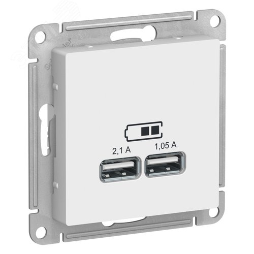 ATLASDESIGN USB РОЗЕТКА A+A, 5В/2,1 А, 2х5В/1,05 А, механизм, ЛОТОС - SE (Потенциал)