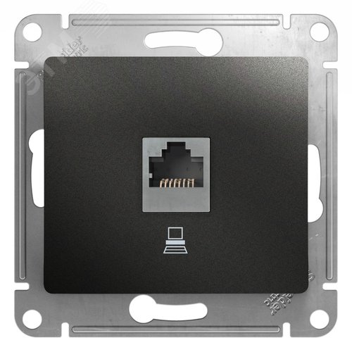 GLOSSA Розетка компьютерная RJ45 категория 5E антрацит в рамку - SE (Потенциал)