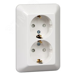 ПРИМА Розетка двойная скрытая белая с заземлением и шторками 16А 250В (RS16-212-BI)