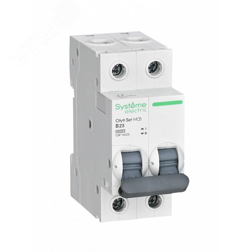 Выключатель автоматический двухполюсный 25А B 4.5kA 230В City9 Set - SE (Systeme)