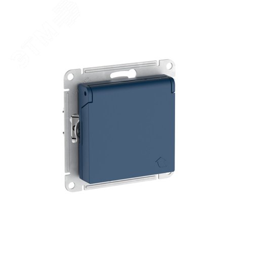 ATLASDESIGN РОЗЕТКА с заземл. со шторк. с крышкой,16А, IP20, быстрозажимные клеммы, АКВАМАРИН - SE (Потенциал)