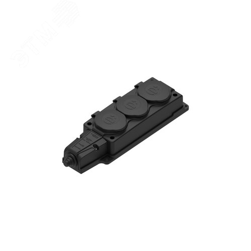 Колодка 3х розетка тройная 2К+З каучуковая        16А/250В IP44 Чёрная MultiSet - SE Потенциал, артикул MST4103BK