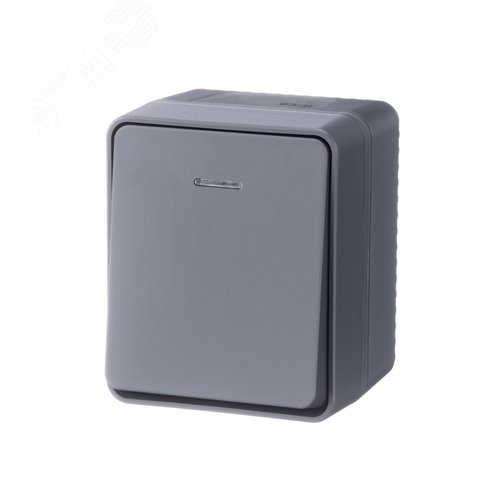 AtlasDesign Profi54 выключатель одноклавишный с подсветкой IP54 10 АХ, АНТРАЦИТ, Россия - артикул ATN544013