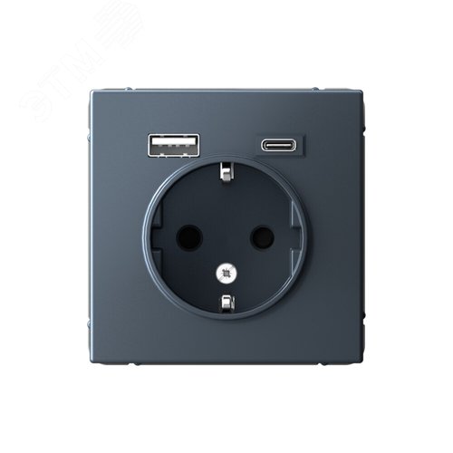 ARTGALLERY розетка 16А с 2 USB A+C, 5В/2,4А/3,0А, 2х5В/1,5А, механизм, грифель - SE (Потенциал)