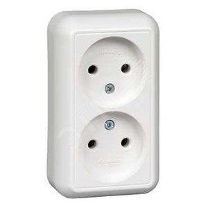 ПРИМА Розетка х2 нар. б/з монт/пл 16А 250В бел - Schneider Electric