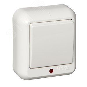 ПРИМА Выключатель одноклавишный наружный 250В 6А белый монтажная пластина (A16-046M-B)