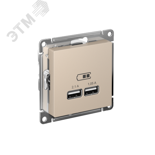 ATLASDESIGN USB РОЗЕТКА A+A, 5В/2,1 А, 2х5В/1,05 А, механизм, ПЕСОЧНЫЙ - SE (Потенциал)