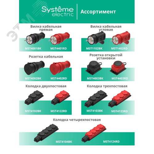 Розетка 2К+З кабельная каучуковая 16А/250В IP44 Чёрная MultiSet - фото 13