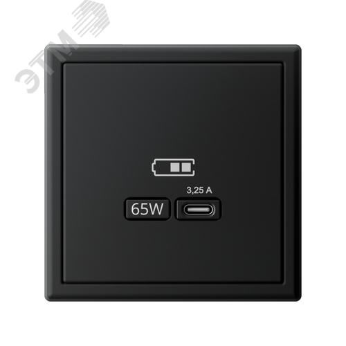ARTGALLERY USB розетка тип-С 65Вт высокоскор.заряд. QC, PD, механизм, карбон - фото 5