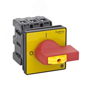 ВЫКЛЮЧАТЕЛЬ-РАЗЪЕДИНИТЕЛЬ 3P 40A IP20 С КРАСНОЙ РУКОЯТКОЙ НА ДВЕРЦУ 4 ВИНТА 1 ЗАМОК - SE (Systeme)