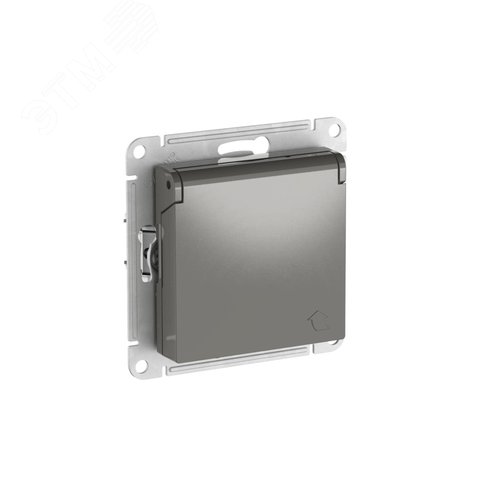 ATLASDESIGN РОЗЕТКА с заземл. со шторк. с крышкой,16А,IP20, быстрозажимные клеммы, СТАЛЬ - SE (Потенциал)