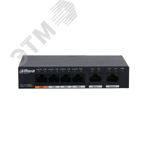 Коммутатор неуправляемый, PoE, 6 портов 1000 Мб/с RJ45, 60 Вт - Dahua
