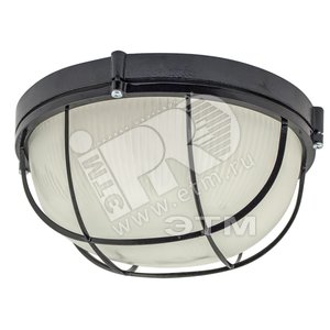 Светильник НПП-03-100-010 IP65 Банник 1102 Круг большой матовый/корпус с решеткой черный (1005500927)