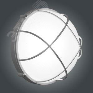 Светильник НПП-03-100-010 IP65 Банник 1102 Круг большой матовый/корпус с решеткой белый - фото 4