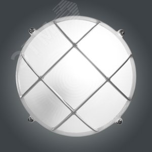 Светильник НПП-03-60-014 IP65 Банник 1302 Круг малый матовый/корпус с решеткой белый - фото 4